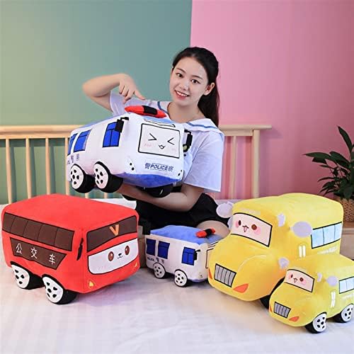 Jrenbox Plush Toys Simulação Cartoon Bus de ônibus Police Pillow Plush Toy Child Apacele Doll Birthday Gift Color: Carro Almofado,