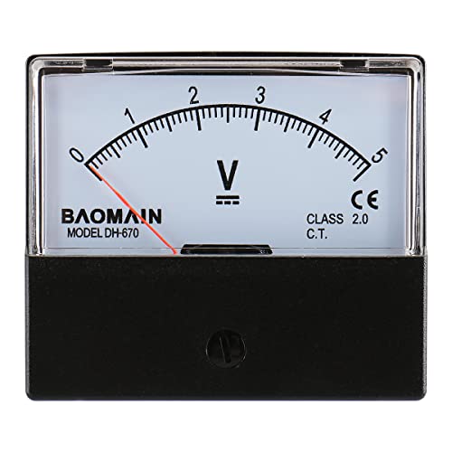 Baomain Voltímetro DH-670 DC 0-5V Classe retangular 2.5 Painel analógico Volt Volt VoLtage Meter