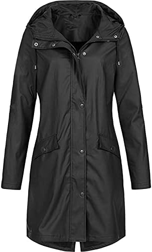 Jaquetas longas para mulheres capa de chuva à prova d'água casual de tamanho de com capuz com capuzes com zíper de