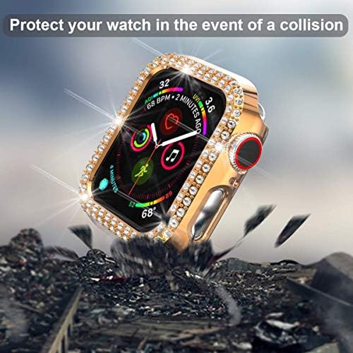 Case compatível com a série Apple Watch Series 6/5/4 SE bling PC Diamonds Tampa de face para Iwatch 40mm 44mm