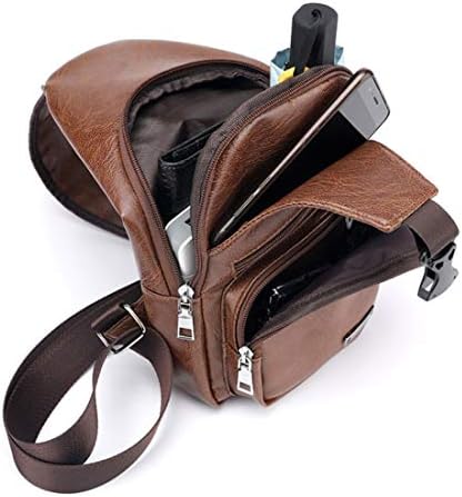 Bolsa de esteira masculina bolsa de ombro leve à prova d'água com porto de carregamento USB Brown