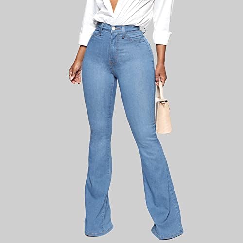 Moda feminina cor sólida jean calça de esfrega