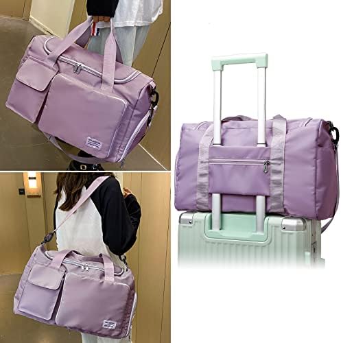 Bolsa de mochila de viagem dobrável grande com compartimento de sapatos, Sport Sport Tote Gym Bag com bolso molhado, continue sacos de hospital para mão