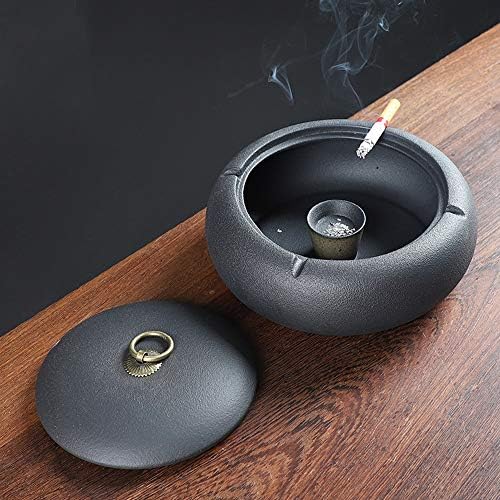 XWWDP Black Ceramic Ashtray Personalidade Criativa Moda à prova de vento Home office de estilo europeu de estilo europeu