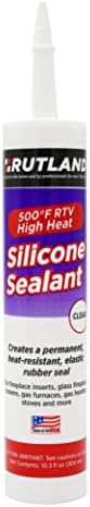 Rutland Products 76c 500 graus RTV High Heat Silicone Seal, cartucho de 10,3 onças, Clear, EUA Made, 10 fl oz