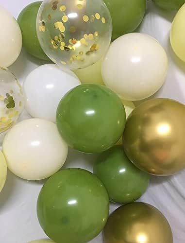 Balões de ouro verde de oliveira 12 polegadas - Balões de marfim em pastel branco amarelo para chá de bebê para chá de