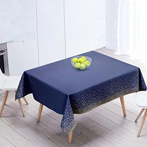 Rosydecor 2 pacote azul com pontos de ouro toneladas de mesa de mesa plástico toneladas de mesa azuis para mesas de retângulo 54 x 108 azul marinho e ouro da tampa da mesa para festas