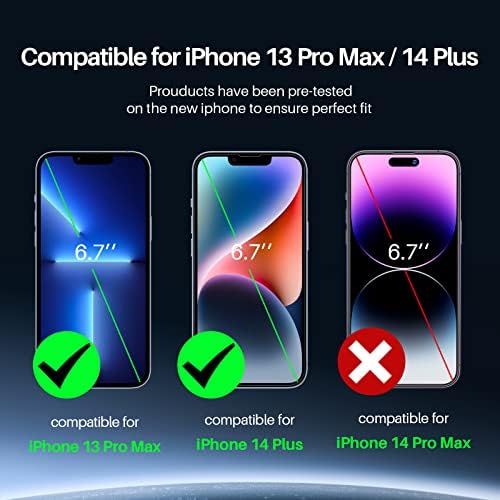 TOZO Compatível para iPhone 14 Plus Screen Protector Compatível para iPhone 13 Pro Max Screen Protector 6,7 polegadas 3