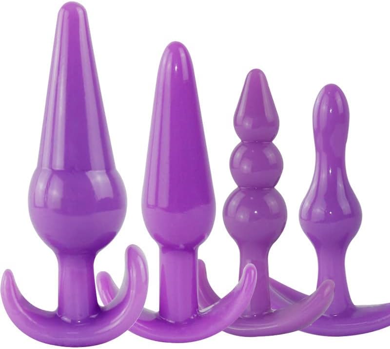 Plugues de anal de silicone, treinamento de plug de pacote de 4 pacotes para iniciantes para usuários avançados com base na