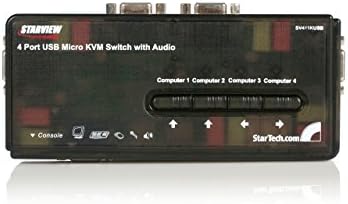 Startech.com 4 Porto Black USB KVM Switch Kit com cabos e áudio - Switch de mesa KVM - VGA KVM Switch - Switch USB KVM 4