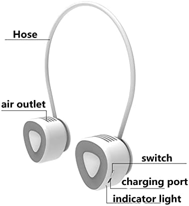 Fã de mini mini adgjl ， ventilador de pescoço portátil ， mini fã de banda de pescoço USB recarregável, design de fones de ouvido para esportes ao ar livre escritório interno branco branco