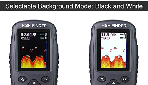 Venterior portátil Recarregável Finder Finder Sonar Sensor Fishfinder Localizador de profundidade com tamanho de peixe, temperatura da água, contorno de fundo, tela LCD colorida