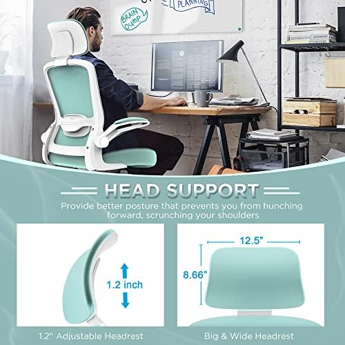 Cadeira de escritório de Mimoglad, cadeira ergonômica de costas com suporte lombar ajustável e apoio de cabeça, cadeira de tarefa