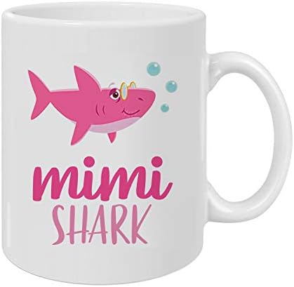 Tubarão Mimi Caneca de Café de Cerâmica/Copo - Funny Shark Day Day Gifts for New Mom, Coffee Caneca Shark