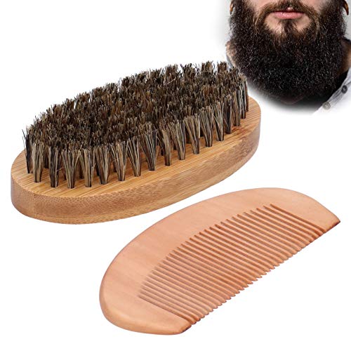Kit de barba kit de bigode de bigode de barba e massagem de barba penteada de madeira para homens cuidando e cuidados