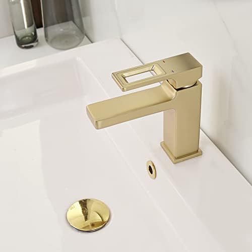 Torneira de banheiro dourado escovado BWE Brilhão único Modern alça única Pia de banheiro Torneira com montagem de drenagem