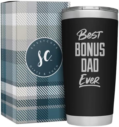 Sassycups Melhor bônus Papai de todos os gorjetas - Padrado Dai Pais do dia Presentes - Bonus Dad Gifts - Caneca de café de viagem