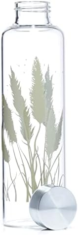 Puckator Bot159 Pampos Grass reutilizável garrafa de água de vidro com manga de neoprene protetora com cinta