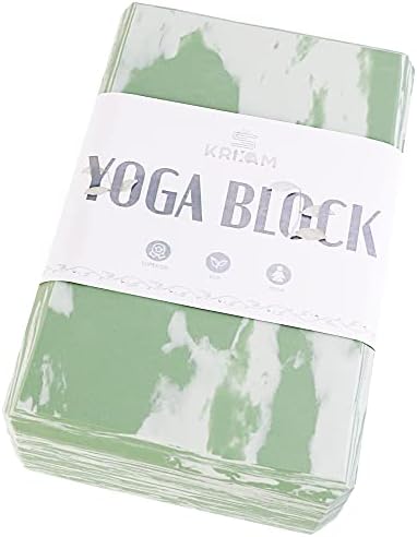 Krixam Yoga Blocks 2 pacote para alongamento, EVA de alta densidade Bloco de ioga de alta densidade para casa/academia/ao ar livre, Matcha Green