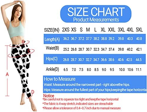 Artsadd Cow Print Perguntagens de cintura alta calça de ioga Mulheres 7/8 de comprimento Cappris Running Legging Control Control compressão