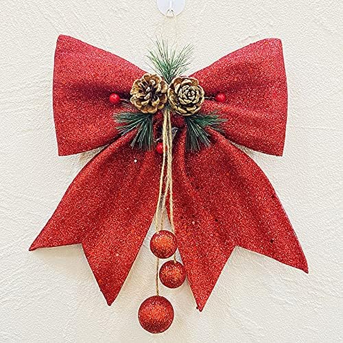 Decoração de Natal 2022 Ornamento de Natal Nutas Armadias de Natal Treça Decorativa Glitter Bow Bowknot Xmas com pinheiros Decoração de ornamentos Decoração de casa Garland natal