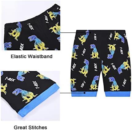 Pijama de Benaive para meninos, PJS para menino Pijama de verão de algodão, shorts infantis de 4 peças