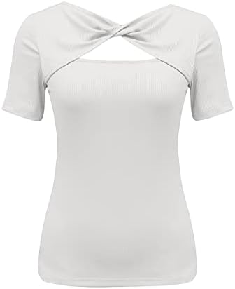 Blusa de verão nxxyeel para mulheres camisas de pulôver de manga curta