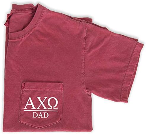 Alpha Chi Omega Dad Camisa Sororidade Comfort Colors Pocket Pocket Tee