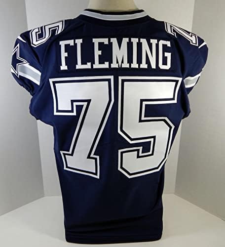 2017 Dallas Cowboys Cameron Fleming 75 Jogo emitido na Marinha Jersey - Jerseys de Jerseys usados ​​na NFL não assinada