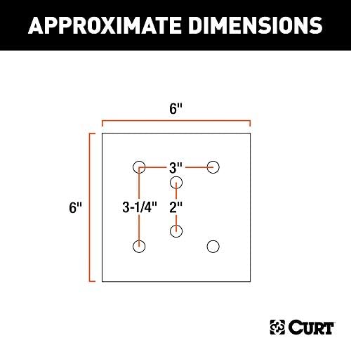 CURT 83607 6 x 6 polegadas com revestimento de aço com revestimento em pó placa de apoio âncora, preto brilhante
