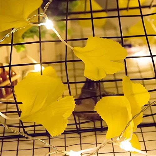 Sezrgiu Artificial Ginkgo Folhagem Luzes de Rattan String Plantas de arame de cobre Luzes de videira que quente para decoração