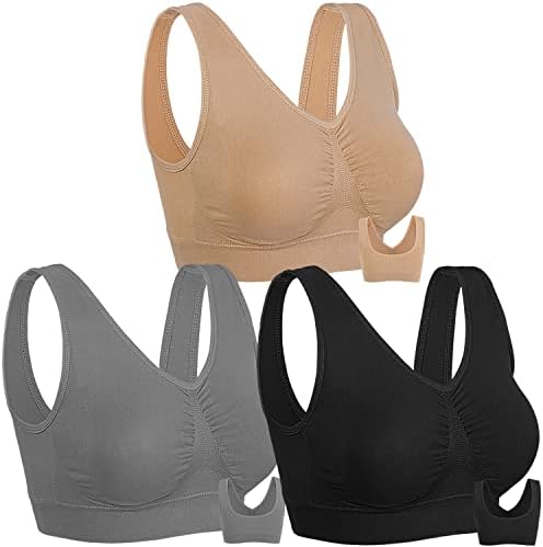Onory 3 Pack Sports Sports for Women Wire Wirefree Scold Workout Yoga Gym Fitness Bra Médio Suporte