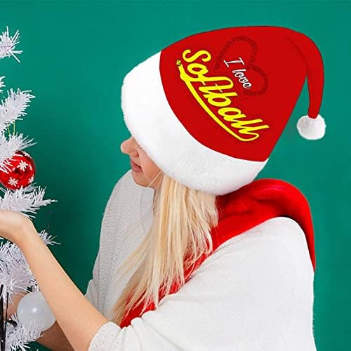 Love softball chapéu de natal chapéu de Papai Noel Chapé