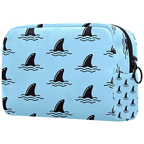 Bolsa de higiene pessoal Bolsa de lava -lava de maquiagem cosméticos com zíper de tubarão oceânico azul para acessórios de viagem Essentials
