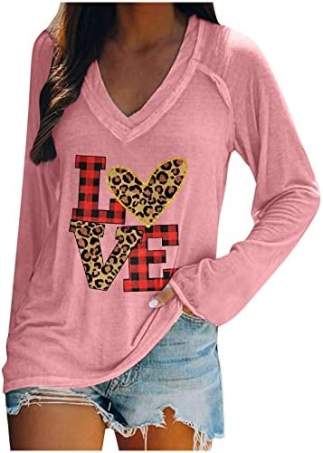 Dia dos namorados Moda Moda Moda V Tops de Sweater Loose Pullover Sweater Letra de amor Blusa Athletic Print Athletic