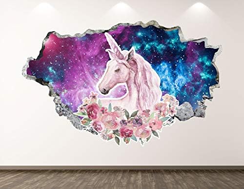 West Mountain Unicorn Wall Decalt Art Decor 3D Adesivo de animais mural quarto de vinil presente personalizado BL48