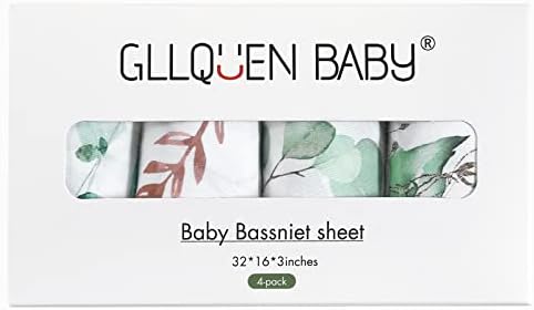 Lençóis de berço de bebê Gllquen 4 pacote, lençol de colchão acolhedora e respirável, padrão floral da moda de berço