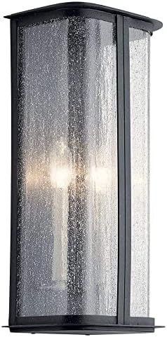 Kichler Timmin ™ 18 polegadas 1 luz de parede clara com vidro semeado claro e preto angustiado
