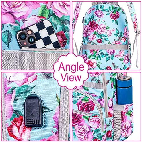 Conjuntos de mochilas de meninos Zlyert meninos, bookbag de flores de rosa resistente à água, mochilas elementares para