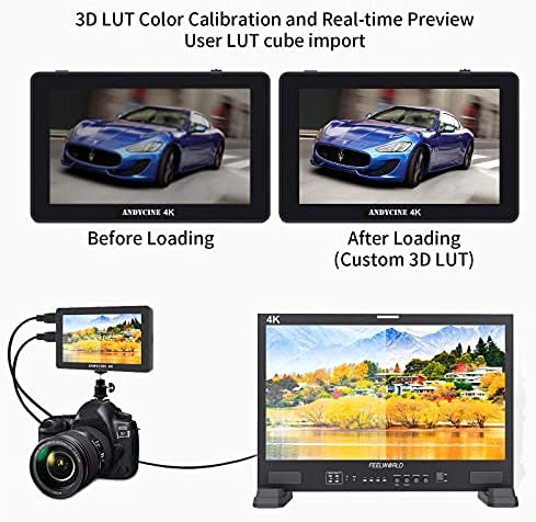 Andicina A6 Plus V2 Touch Camera Monitor de transporte+carregador de bateria+bateria+braço de inclinação 5,5 polegadas 1080p IPS Screen HDMI 4K em e saída de vídeo com forma de onda 3D LUT
