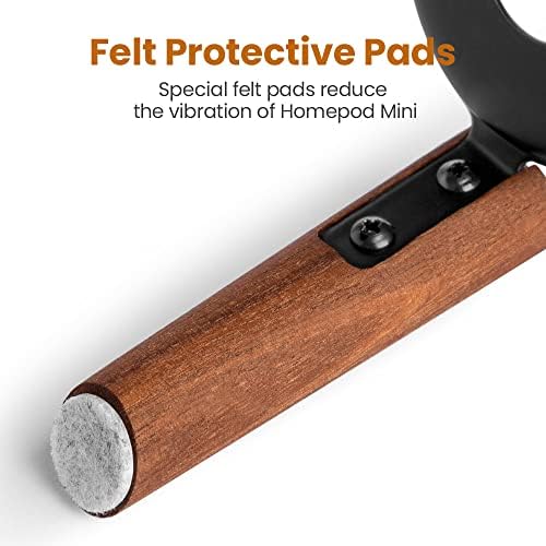 GGMM Wood Real Stand para HomePod mini, doca de madeira com moldura de metal, nogueira preta