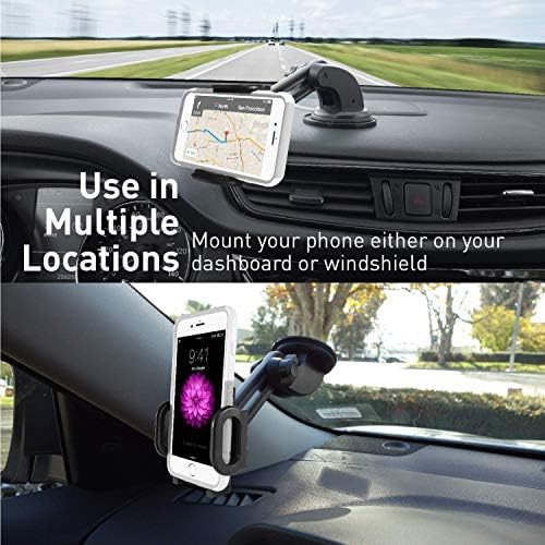 Macally Dashboard & Windshield Cup Cuplente de telefone Por suporte com braço extensível para iPhone 11 Pro Max XS