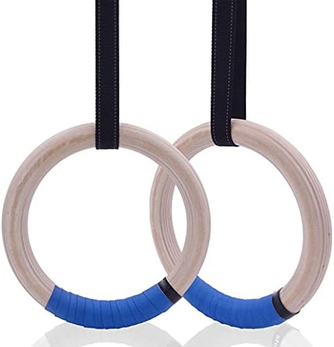 IULJH WOODEN 28/32 mm anel de ginástica com tiras ajustáveis ​​para academia em casa Fitness Pull Ups Training Training Gymnastics
