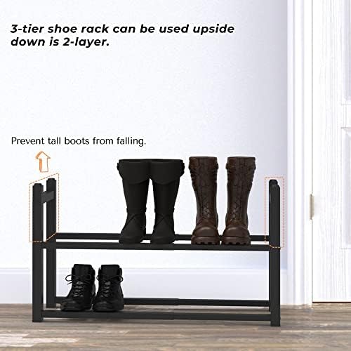 Comsax, de 2 camadas, organizador de rack de sapatos expansível para entrada de armário pequeno espaço, prateleira de sapato
