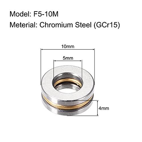 UXCELL F5-10M Rolamentos de esferas de empuxo 5 mm x 10 mm x 4 mm de direção de aço cromado 2pcs