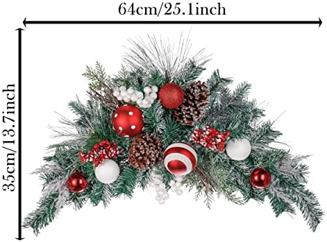 Valery Madelyn Decoração de Natal para Pacote de Valor da Casa | Red Branco branco 24ct 60mm Malnato de bola de Natal com guirlanda de Natal de 9 pés e ganhos de Natal