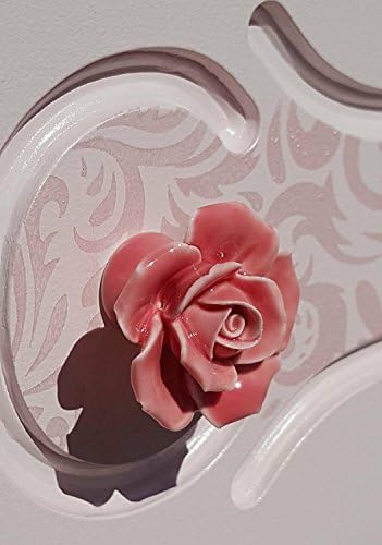 Baodeli 8pcs White/rosa Cerâmica vintage Floral Rose Porta Macaco de gaveta da gaveta da gaveta + parafuso