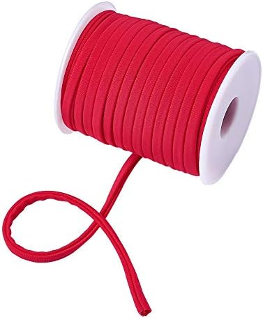 Cheriswelry 21,87 jardas vermelhas de 5 mm de nylon esticar cordas elásticas planas cordas de miçanga chinesa fios de tecido com corda de faixa de faixa mole para criação de jóias de macramamento de costura de criação de diy