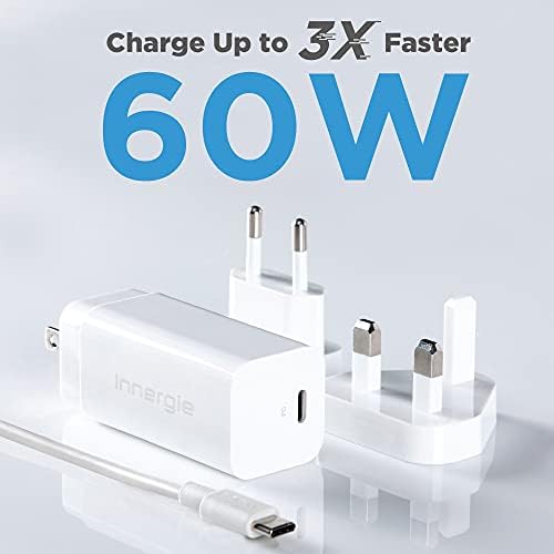 [Pacote de pacote: Innergie 60cint'l + Innergie USB C To Lightning Cable] INNERGIE 60 WATT PD 3.0 USB-C Fast Charger e Innergie USB