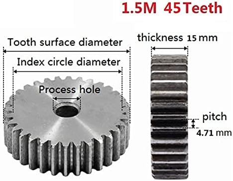 Uteyeew 1,5m 45teets pinhão de engrenagem de esporão 1,5m 45t 1.5 Mod Gear Rack 45 dentes 45 Aço CNC Rack Pinion